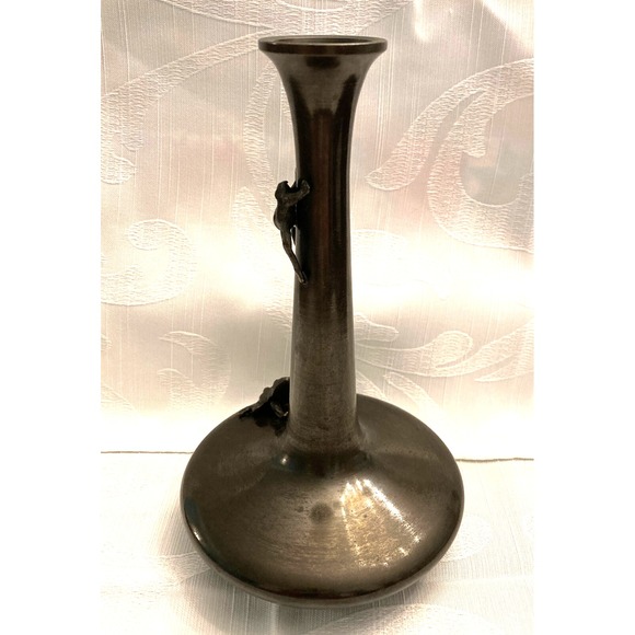 Vintage‎ Japanese Cast Bronze Frog Bud Vase For Gump\'s San Francisco With Tag